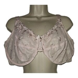 Goddess Georgia Underwire Embroidered Sheer Floral Lace Bra GD8010 Pink 46DD